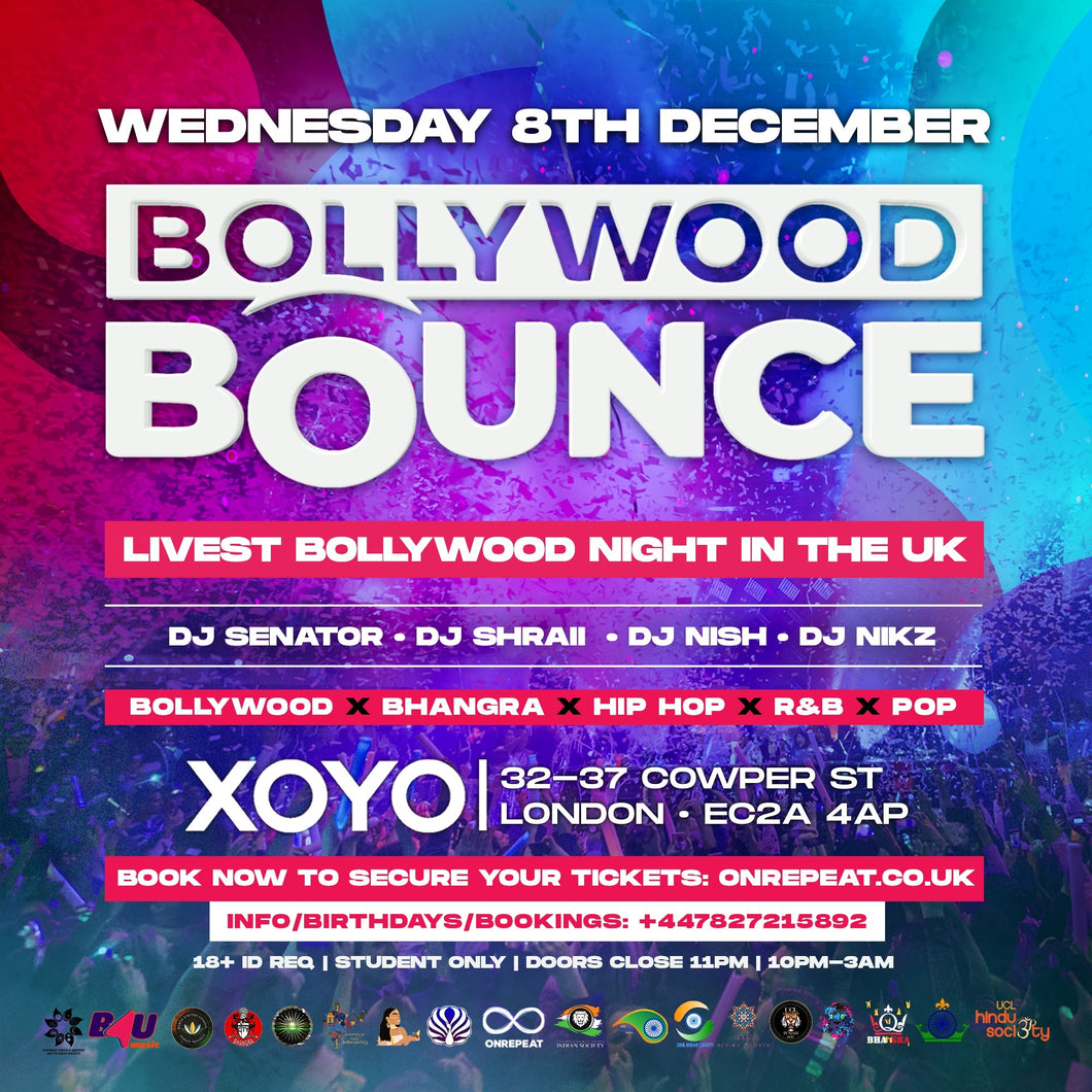 SOLD OUT! YOUR FAVOURITE BOLLYWOOD NIGHT 💖 😍 BOLLYWOOD BOUNCE 😍
