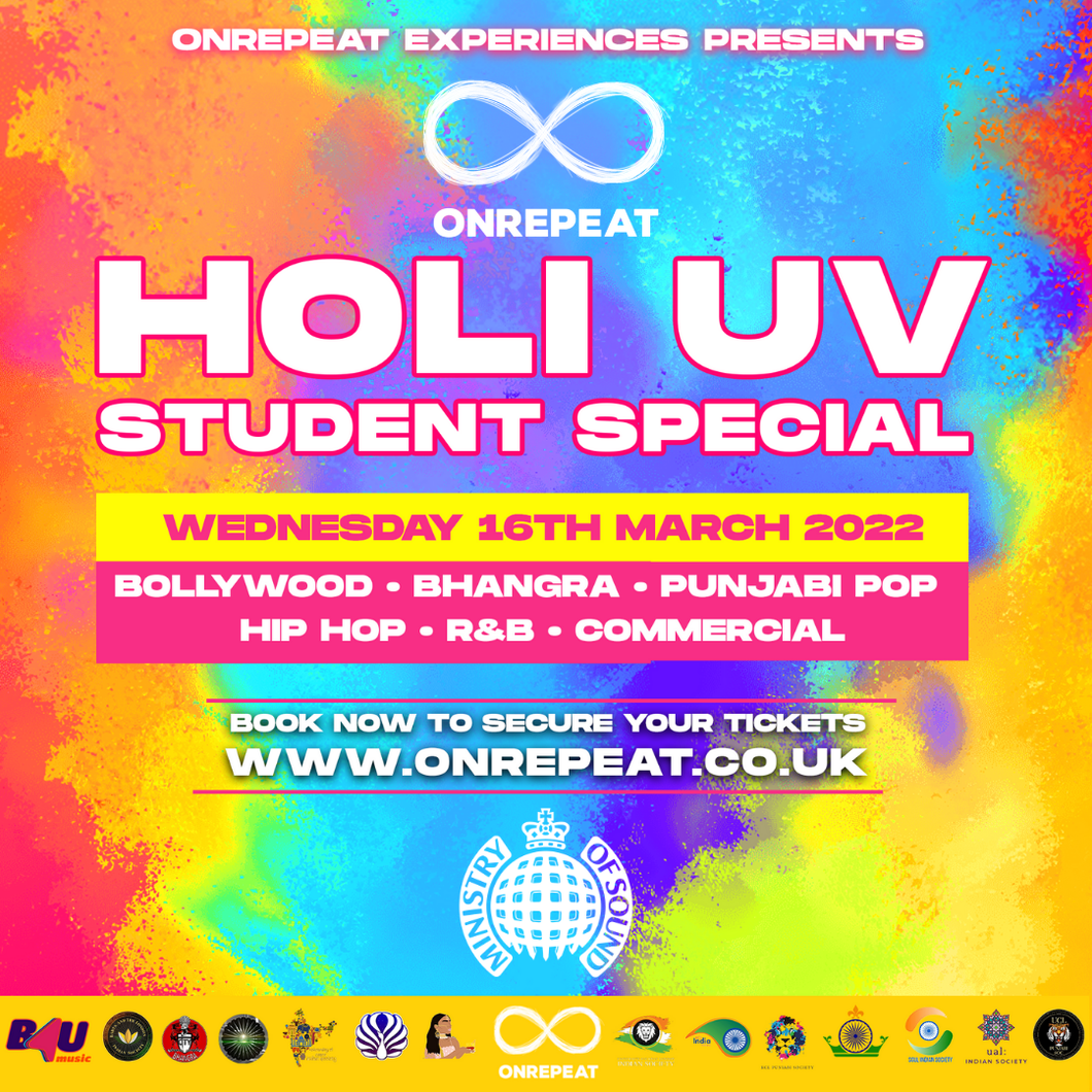 SOLD OUT! 😍 Holi UV Student Special (Festival of Love and Colour) 😍